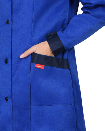 Халат "Сириус-ТЕХНОЛОГ" женский (тк. смесовая) василёк с тёмно-синим