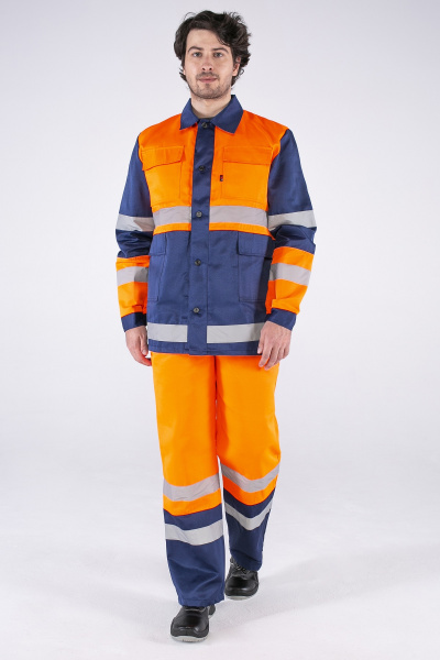 Костюм сигнальный Яркон-2 СОП (тк.Смесовая,210) п/к, оранжевый/т.синий