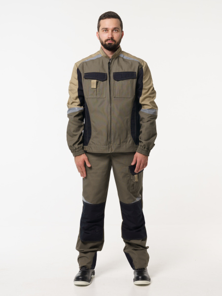 Куртка рабочая мужская №116 цвет хаки, черный, бежевый,  ткань Канвас