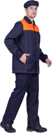 Костюм ХИМОС противокислотный, куртка, брюки, берет, темно-синий/оранжевый