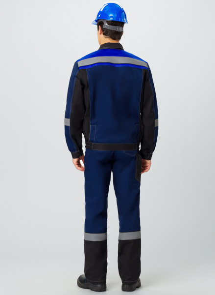 Костюм Виват-1 Премиум (тк.Смесовая,240) брюки, т.синий/черный/васильковый (ЧЗ)