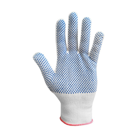 Перчатки ХБ рабочие, тонкие,  белые, 13 класс с ПВХ