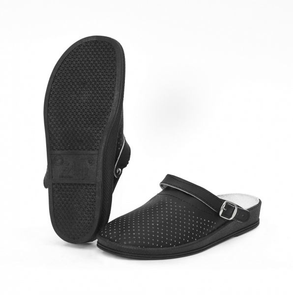 Сабо мужские из натуральной кожи черные ПВХ ( арт.10-12-7) Step