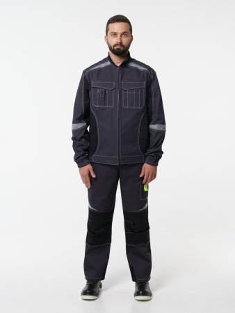 Брюки рабочие мужские №116 серый, черный, лимонный, СОП, ткань Протект