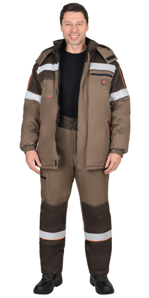 Костюм "РОДОС-РОСС" зимний: куртка, брюки (св-коричн с т-коричн) и СОП 50 мм (ЧЗ) тк. Карелия