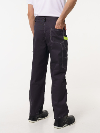 Брюки рабочие мужские №116 серый, черный, лимонный, СОП, ткань Протект