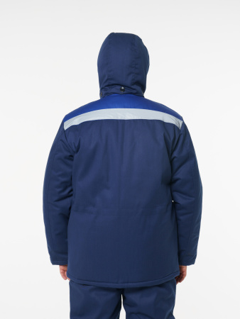Куртка мужская зимняя Кур703 ткань Твил, цвет темно-синий с васильковым