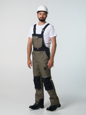 Полукомбинезон рабочий мужской №116 хаки, черный, СОП, ткань Канвас