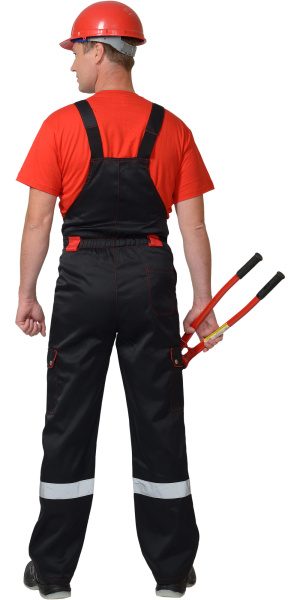 Костюм "ТИТАН": куртка кор., п/комб. черный с красным с СОП (ЧЗ)