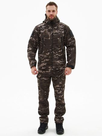 Костюм "ВЕПРЬ" куртка/брюки, цвет: кмф "Мультикам черный", ткань: Полофлис