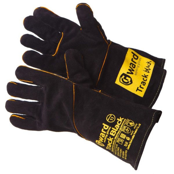 Краги из спилка черного цвета с широким раструбом,длина42 см Gward Track Black Long(арт. XY073)р.XXL