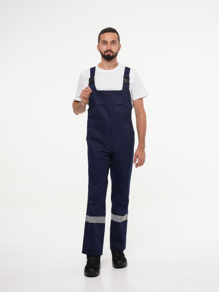 Полукомбинезон рабочий мужской №112 тёмно-синий с васильковым (ЧЗ)